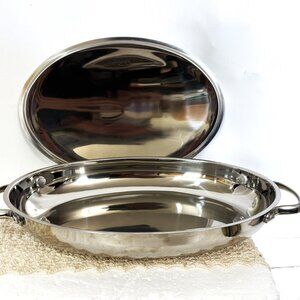 * Wolfgang Puck Bistro Elite Oval Casserole Pan w/Lid Stainless Steel 13” EUC